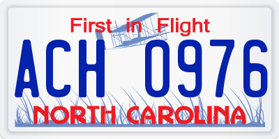 NC license plate ACH0976