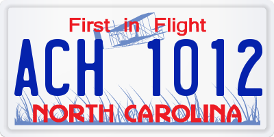 NC license plate ACH1012