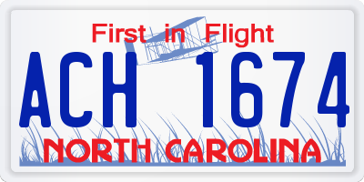 NC license plate ACH1674
