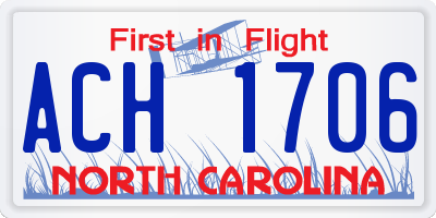 NC license plate ACH1706
