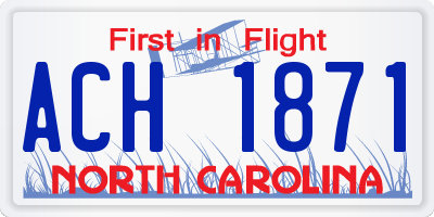 NC license plate ACH1871