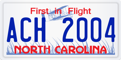 NC license plate ACH2004