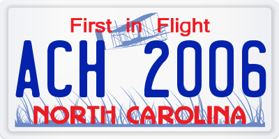NC license plate ACH2006