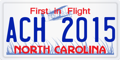 NC license plate ACH2015