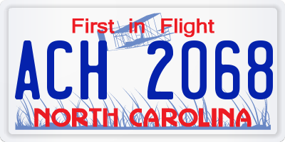 NC license plate ACH2068