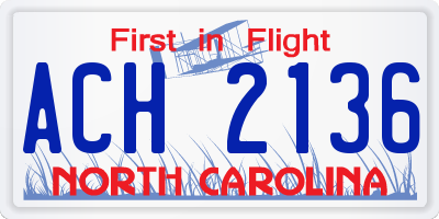 NC license plate ACH2136