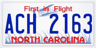 NC license plate ACH2163