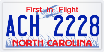 NC license plate ACH2228