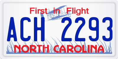 NC license plate ACH2293