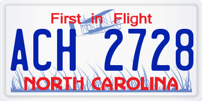NC license plate ACH2728
