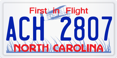 NC license plate ACH2807