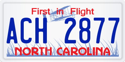 NC license plate ACH2877