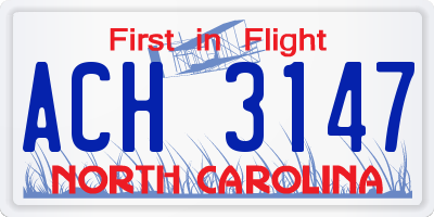NC license plate ACH3147