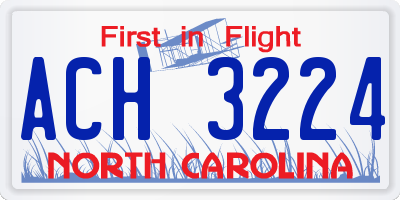 NC license plate ACH3224