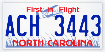 NC license plate ACH3443