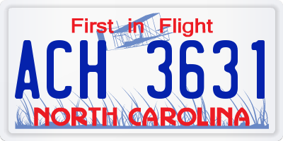 NC license plate ACH3631