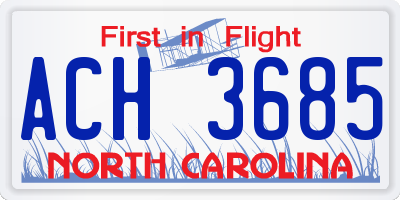 NC license plate ACH3685