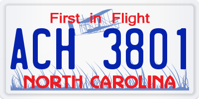 NC license plate ACH3801