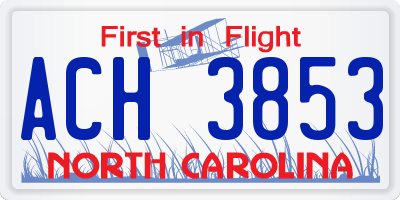 NC license plate ACH3853