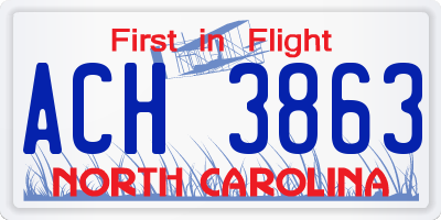 NC license plate ACH3863