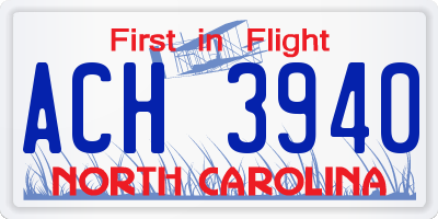 NC license plate ACH3940