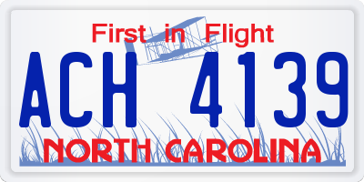 NC license plate ACH4139