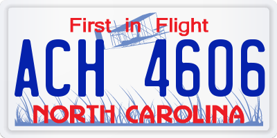 NC license plate ACH4606