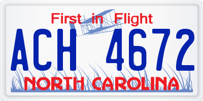 NC license plate ACH4672