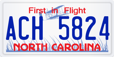 NC license plate ACH5824