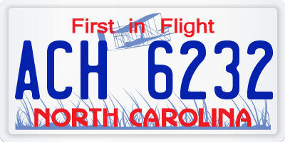 NC license plate ACH6232