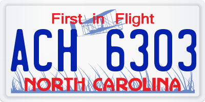 NC license plate ACH6303