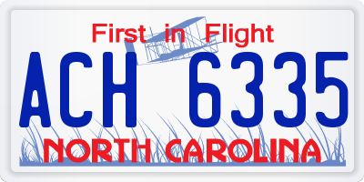 NC license plate ACH6335