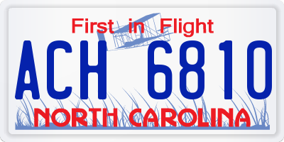 NC license plate ACH6810