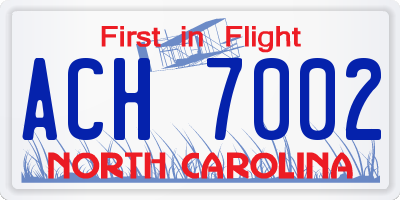 NC license plate ACH7002