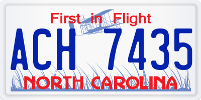 NC license plate ACH7435