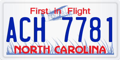 NC license plate ACH7781