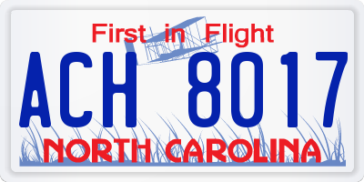 NC license plate ACH8017