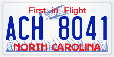 NC license plate ACH8041