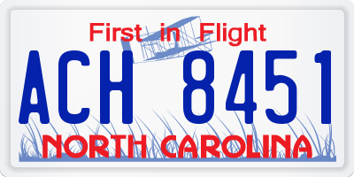 NC license plate ACH8451