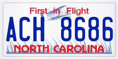 NC license plate ACH8686