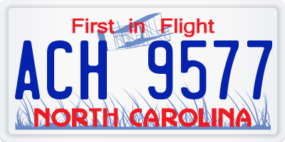 NC license plate ACH9577