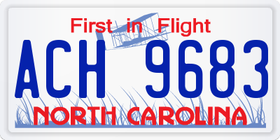 NC license plate ACH9683