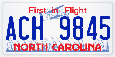 NC license plate ACH9845
