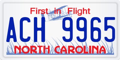 NC license plate ACH9965