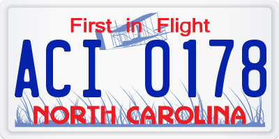NC license plate ACI0178
