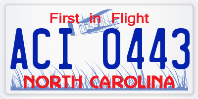 NC license plate ACI0443