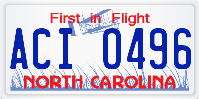 NC license plate ACI0496