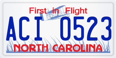 NC license plate ACI0523