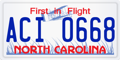 NC license plate ACI0668
