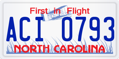 NC license plate ACI0793